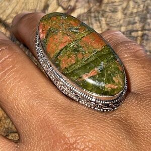 Beautiful Unakite Jasper Ring Size 7 1/4